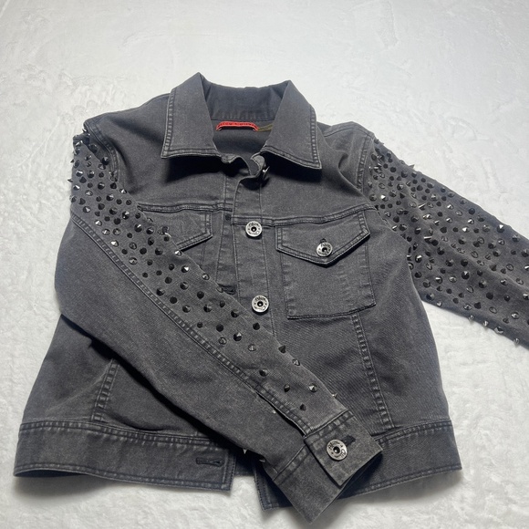 Alice + Olivia Carla Valencia Studded Denim Jacket - Picture 1 of 7